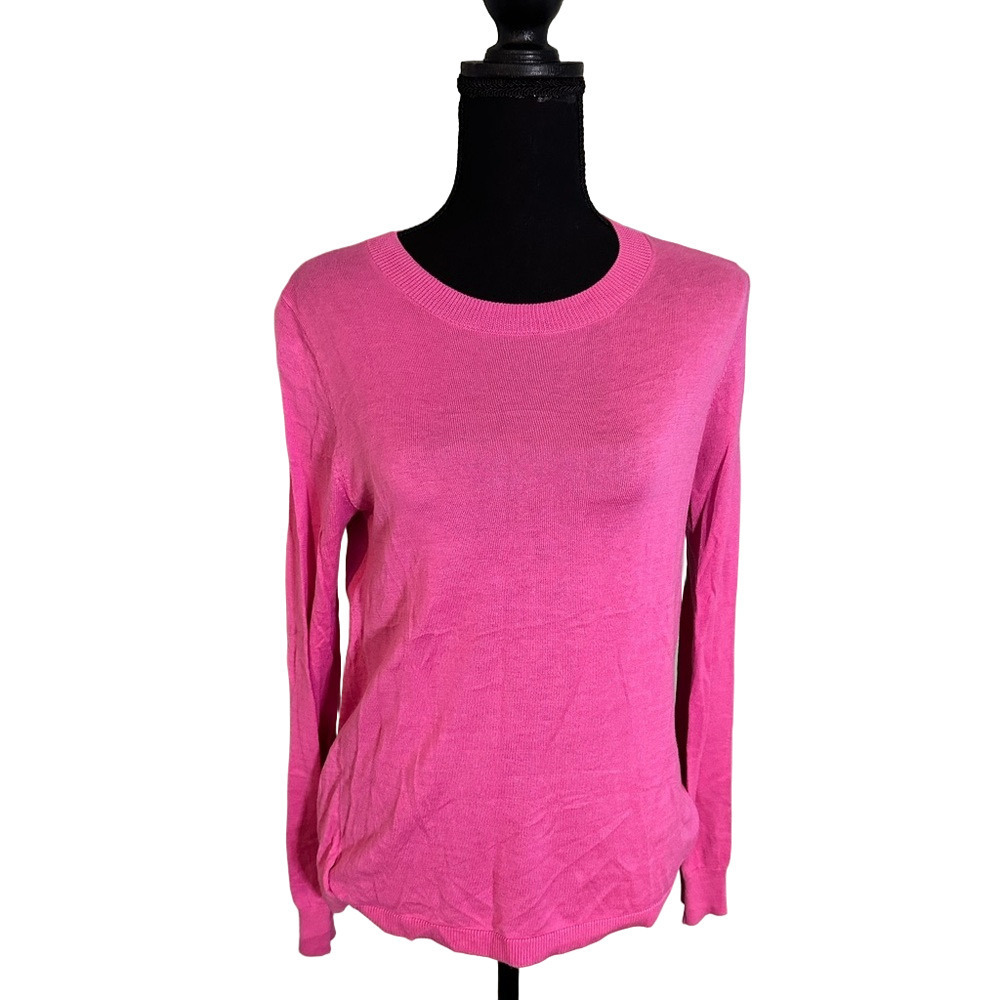 THE LIMITED PINK LONG SLEEVE TOP WITH BLACK AND WHITE CHECKERED OPEN BACK DETAIL